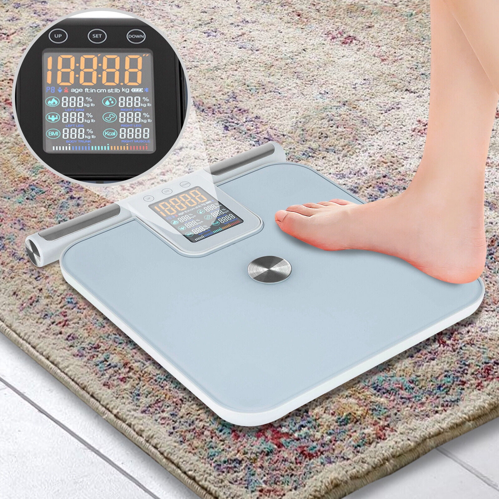8 Electrode Smart Body Scales for Body Weight with Bluetooth Connection Large Display BMI Digital Weight Scale for Adults and Children