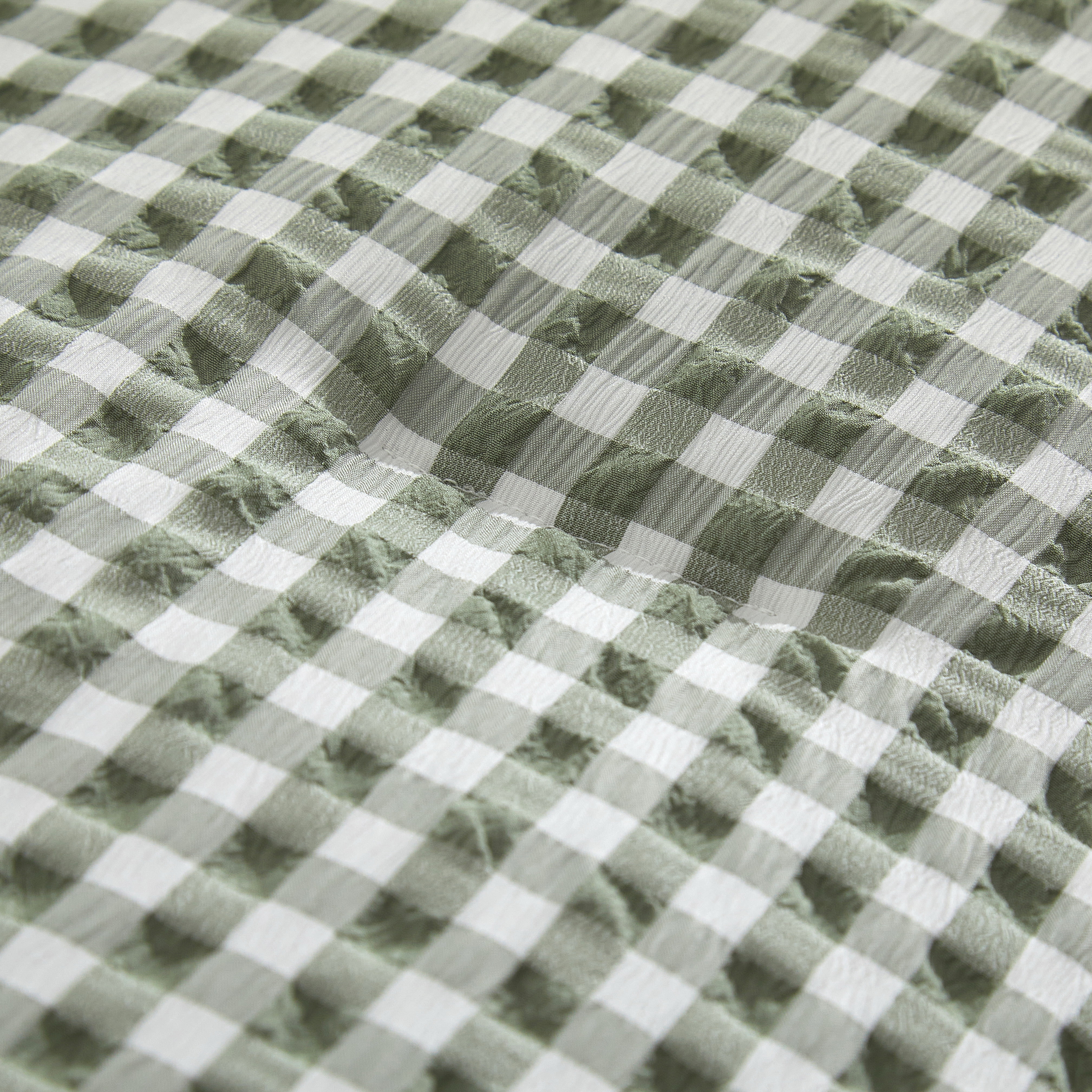 Mason & Craft 3 Piece Green Gingham Seersucker Comforter Set, King