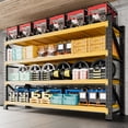 thumbnail image 6 of AUHUP 4-Tier Garage Storage Shelves 5000LBS Heavy Duty Metal Shelving 71" W Shelving Unit for Warehouse,Basement Industrial,Commercial Utility Rack Shelf,71"W x 24"D x 70"H, Black & Yellow, 6 of 10