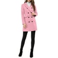 thumbnail image 6 of MODA NOVA Juniors Notched Lapel Double Breasted Back Vent Longline Overcoat, 6 of 7