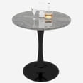 thumbnail image 2 of 27.6-inch black coffee table, mid-century modern style dining table, accommodates 2-4 people, featuring a round dark gray textured marble tabletop, suitable for various settings., 2 of 5