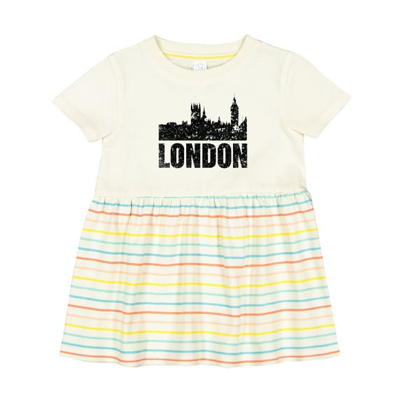 Inktastic London England City Skyline with Grunge Girls Baby Dress