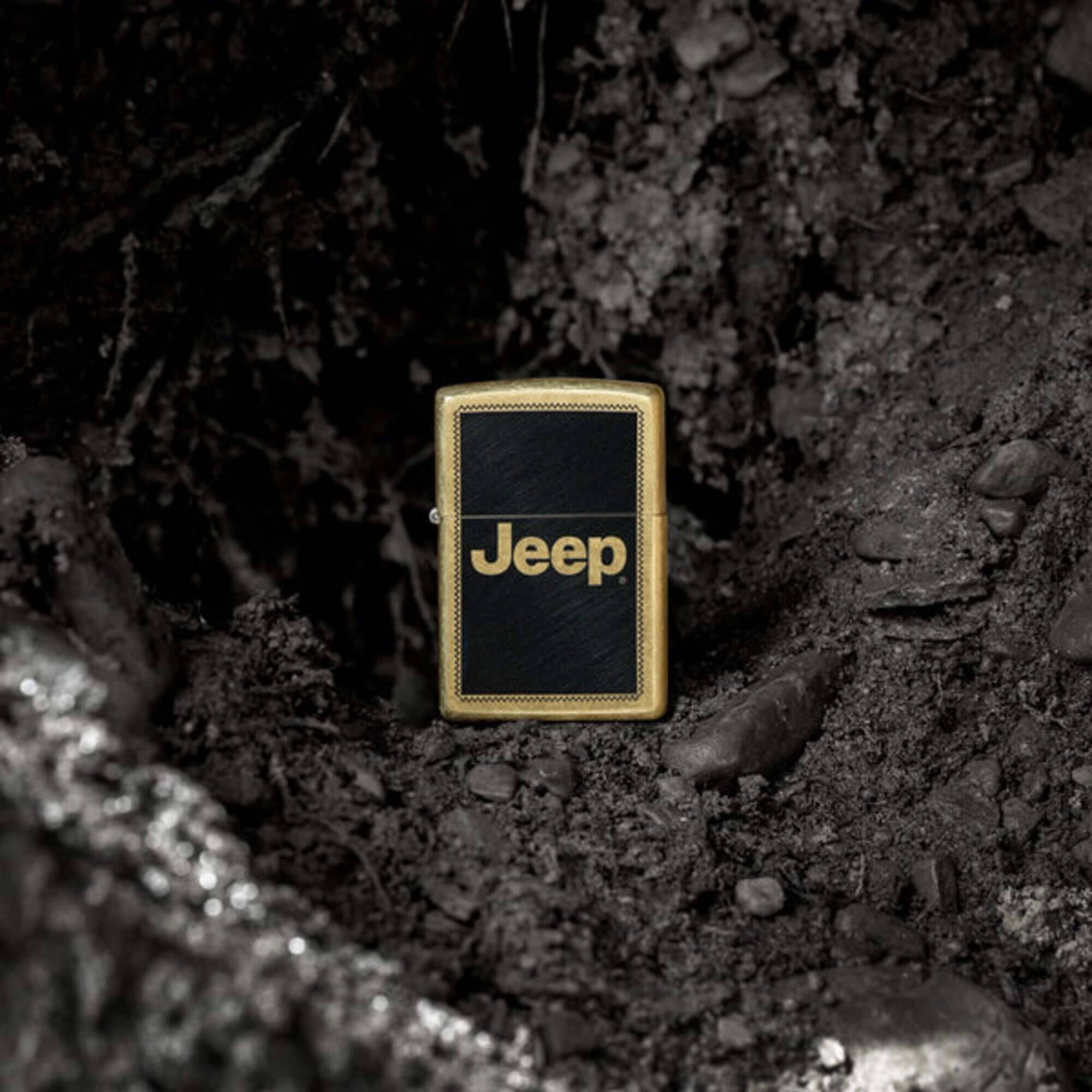 Zippo 46225 Jeep Stamp Design Classic Street Brass Pocket Lighter