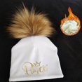 thumbnail image 1 of Gorro con pompón de cubo para bebé, gorro con letras de Príncipe, princesa dorada, a la moda, para recién nacido, 1 of 4