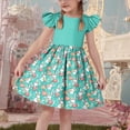 thumbnail image 2 of Girls Easter Dress Mint Green Easter Bunny Egg Print Dress Ruffle Sleeves A-Line Kids & Girls,Size 11-12 T, 2 of 6