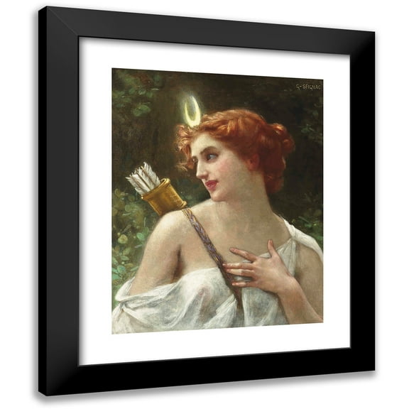 Guillaume Seignac 12x14 Black Modern Framed Museum Art Print Titled - Diana the Huntress