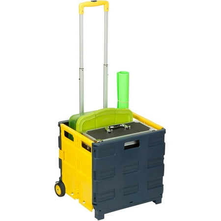 Honey Can Do Folding 2-Wheel Utility Crate Rolling Cart, Multicolor