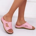 thumbnail image 2 of Aayomet Platform Sandals Ladies Fashion Ssummer Solid Color Leather Open Toe Comfortable Thick Sole Sandals,Pink 6.5, 2 of 3