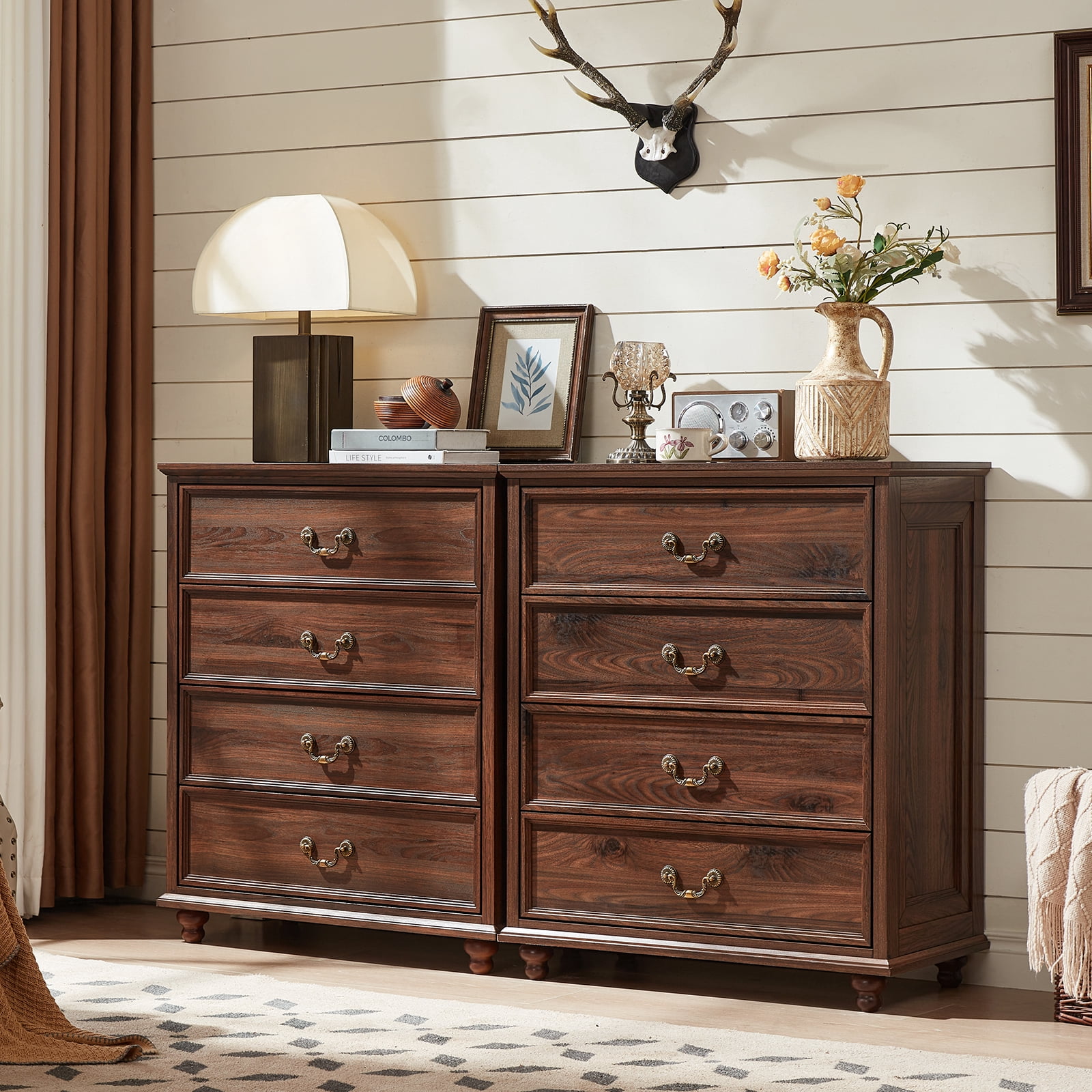 Joaxswe Brown Dresser for Bedroom, Adult Chests of Drawers, 4 Drawer Dresser for Closet, Living Room, Entryway