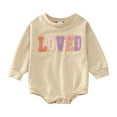 thumbnail image 1 of Gibobby Pañalero de algodón Bebé Niñas Manga Larga Bordar Recién Nacido Sudadera Monos(Beige, 6-12 Meses), 1 of 5