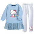 thumbnail image 5 of Hello Kitty niños niñas dibujos animados Otoño e Invierno manga larga falda plisada de terciopelo dorado vestido + conjunto de pantalones cálidos casuales, 5 of 5