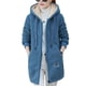 thumbnail image 2 of Chaqueta con Cremallera y Bolsillos para Mujer, Sudadera Larga Extragrande con Capucha, Abrigo Afelpado y Cálido. Azul XXL, 2 of 7