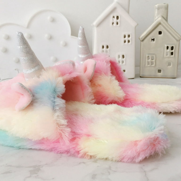 NUOLUX Autumn Winter Plush Unicorn Cotton Slipper Keep Warm Fluffy Home Shoes Non slip