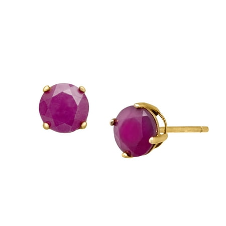 1 1/3 ct Natural Ruby Stud Earrings in 18kt Gold-Plated Sterling Silver