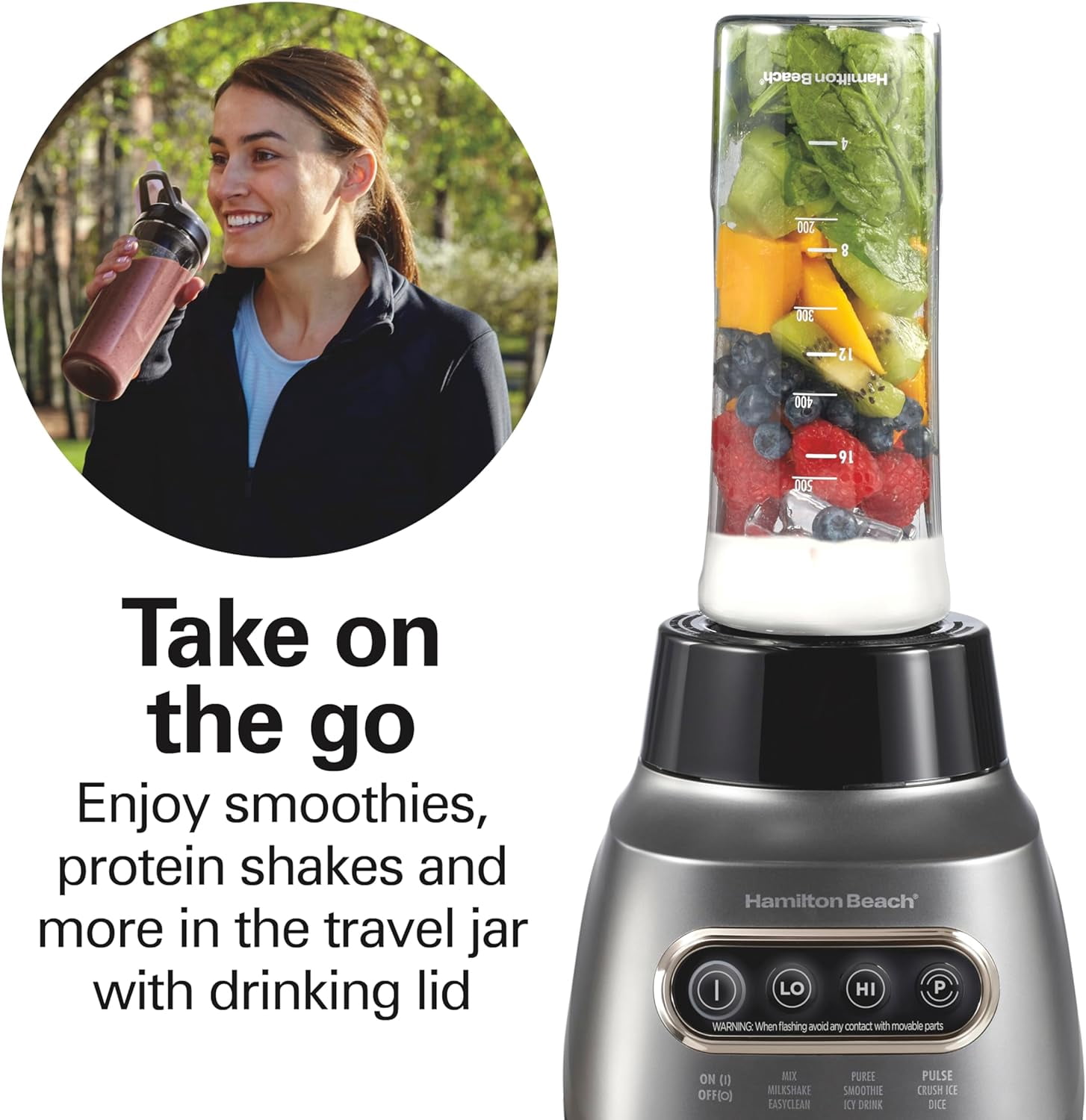Wave Action Blender with Stainless Steel Blades, 40oz Glass Jar and 20oz Travel Jar, 800  for Smoothies