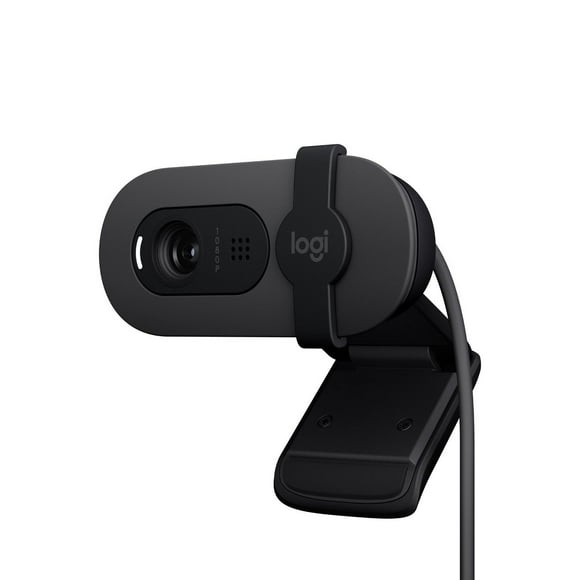 Logitech webcam Full HD pour réunions/streaming, équilibre auto de l'éclairage, micro intégré - Graphite