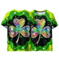 thumbnail image 5 of Ounisa Funny World Women's Holiday Bows Four Leaf Clover Graphic Short Sleeve Novelty Party Costume Top, 5 of 7