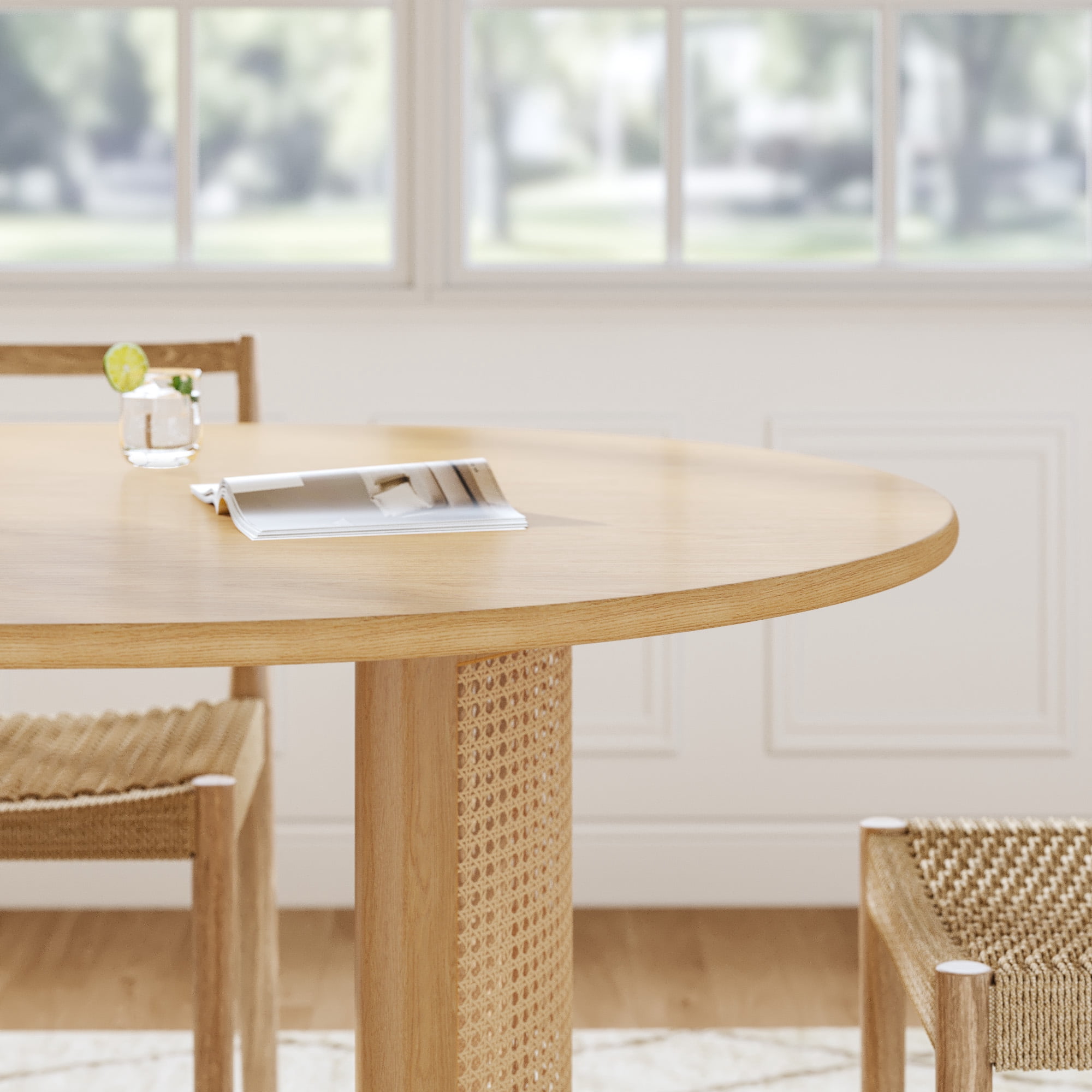 MAYEERTY 67x33.5x30 Modern Oval Dining Table for Kitchen Homey Family Dinners, Natural Wood ​