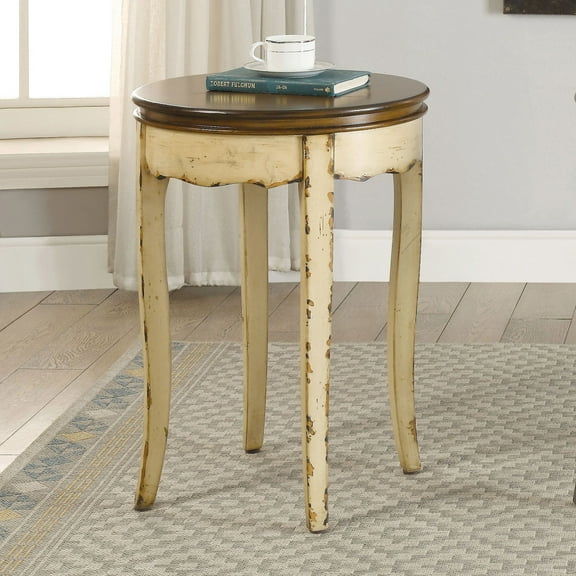 Furniture of America Vasco Round End Table, White
