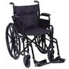Carex Steel Wheelchair with FlipBack Arms, Foldable Back,Swing Away Footrests, Black,300 lb Capacity