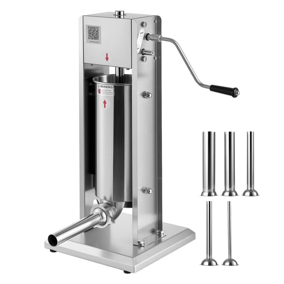 Manual Sausage Stuffer, 11 LBS / 5 L Vertical Meat Stuffer, Dual-Speed Sausage Casing Meat Filling Machine, Stainless Steel Heavy Duty Filler with 5 Stuffing Tubes, for Commercial & Home Use