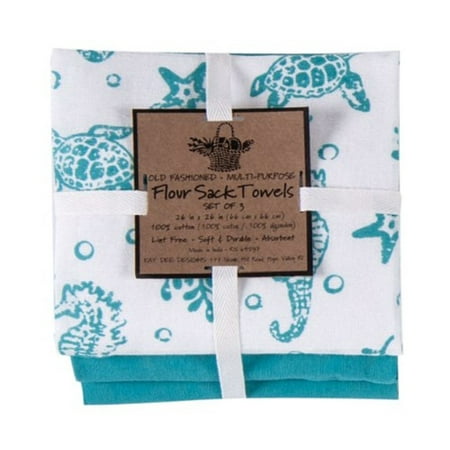 Kayo Designs - New Kay Dee Designs Sea Life Seashore Flour Sack Kitchen Towels (set of 3)