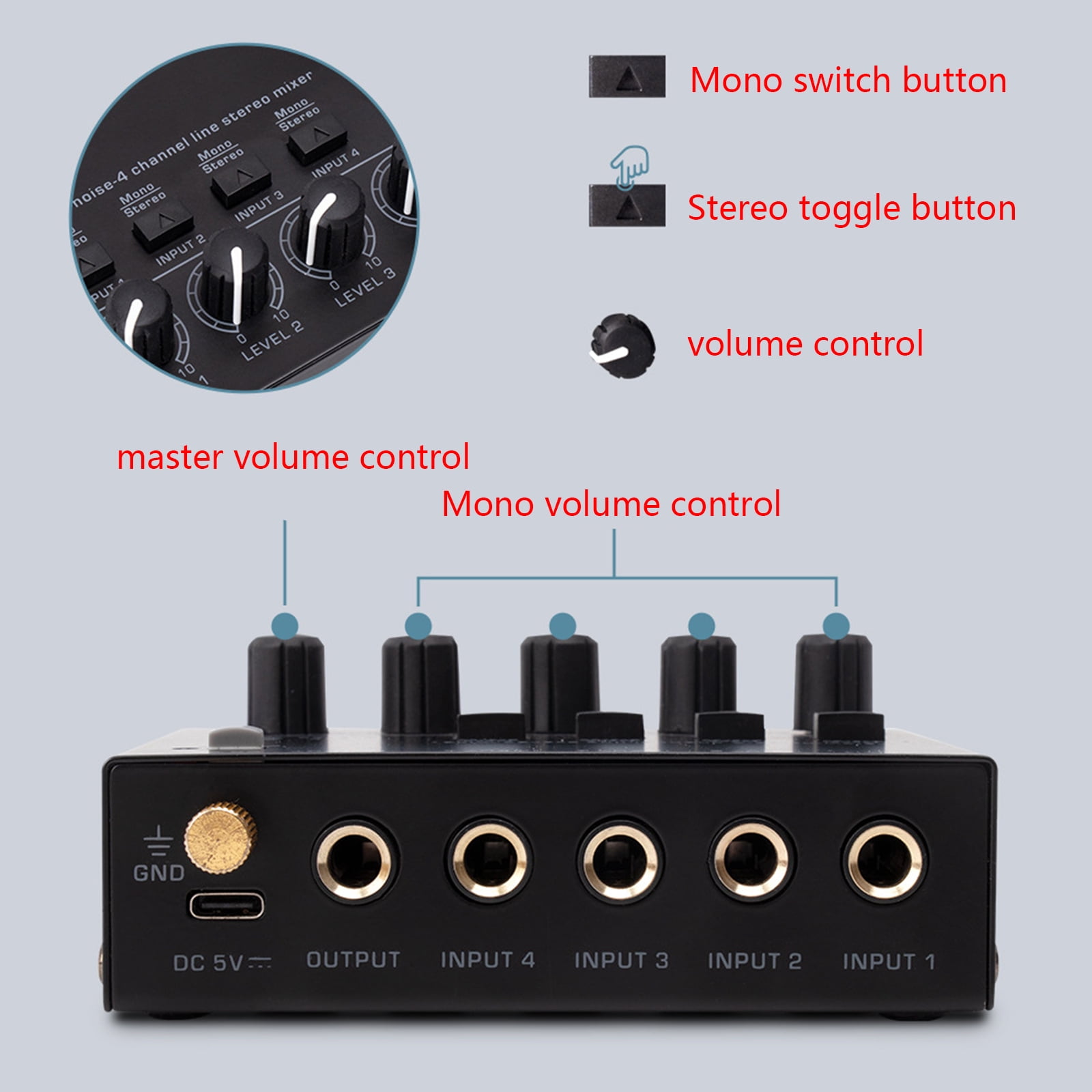 Stereo Four-way Stereo Audio Mixer Stereo Sound Mixer Signal Amplifiers