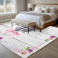 thumbnail image 4 of Large Area Rugs for Living Room Bedroom, Spring Easter 5'x8' Rug Washable Carpet Runner Indoor Outdoor, Watercolor Flowers Rabbits Ears Bow Wooden Gray Non Slip Floor Mats Rug for Kitchen, Bathroom, 4 of 8