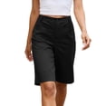 thumbnail image 6 of Pxxlle Knee Length Shorts for Women with Pockets Casual Summer High Waisted Work Office Shorts Business Dress Wide Leg Shorts Black XL, 6 of 9
