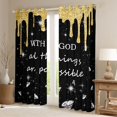 thumbnail image 2 of Homewish Diamonds Blings Kitchen Curtains for Girls, With God All Things Are Possible Print Black Out Curtains Pack of 2 (42x63 Each), Yellow Black, 2 of 5