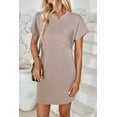 thumbnail image 2 of Chiclily Women's Summer Short Sleeve Dresses Crewneck Ribbed Mini Tshirt Dress, Khaki XL, 2 of 6