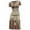 Khaki, variant on Lolmot Sexy Dresses for Women Summer V Neck Slim Fit Short Sleeve Print Casual Ruched Stretchy Bodycon Party Club Mini Dress