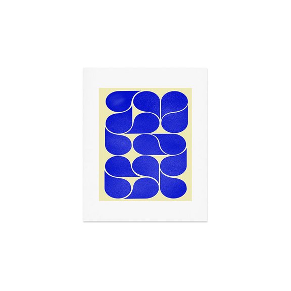Society6 Blue Midcentury Shapes No8 by Showmemars Art Print