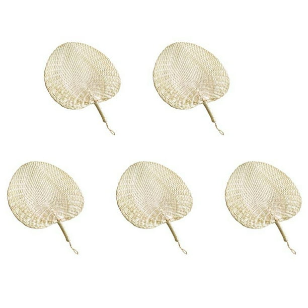 5X Ventilador Manual de Verano Ventiladores de Mano de Paja Hoja de Palma