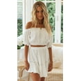 thumbnail image 3 of Two Piece Sets Bohemian Lace Off Shoulder Crop Tops and skirt, 3 of 9