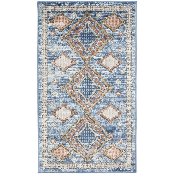 Nourison Concerto Contemporary Geometric Indoor Area Rug Blue 2'2" x 3'9"