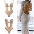 thumbnail image 1 of Women Plunging Deep V-neck Body Shaper Strapless Backless Shapewear, 1 of 3