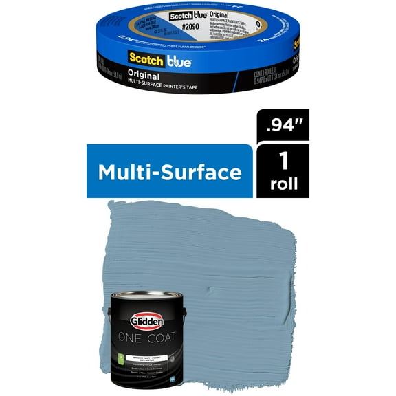 Glidden One Coat, Interior Paint   Primer, Americana, Semi-gloss Finish, 1 Gallon with ScotchBlue Painter's Tape Original Multi-Use, .94in x 60yd(24mm x 54,8m Bundle