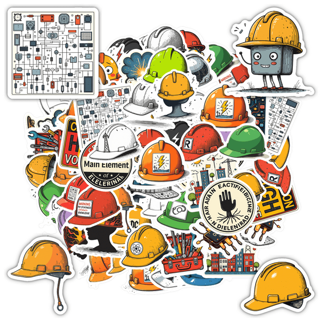 Funny Stickers Safety Helmet Waterproof Graffiti Construction Stickers PVC Helmets Stickers for Suitcase Laptop Phone