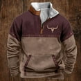 thumbnail image 2 of Mens Sweatshirts Aztec Cowboy Vintage Graphic Quarter Zip Up Collared Shirts with Pocket 2025 Fall Winter Western Loose Sweater, 2 of 3