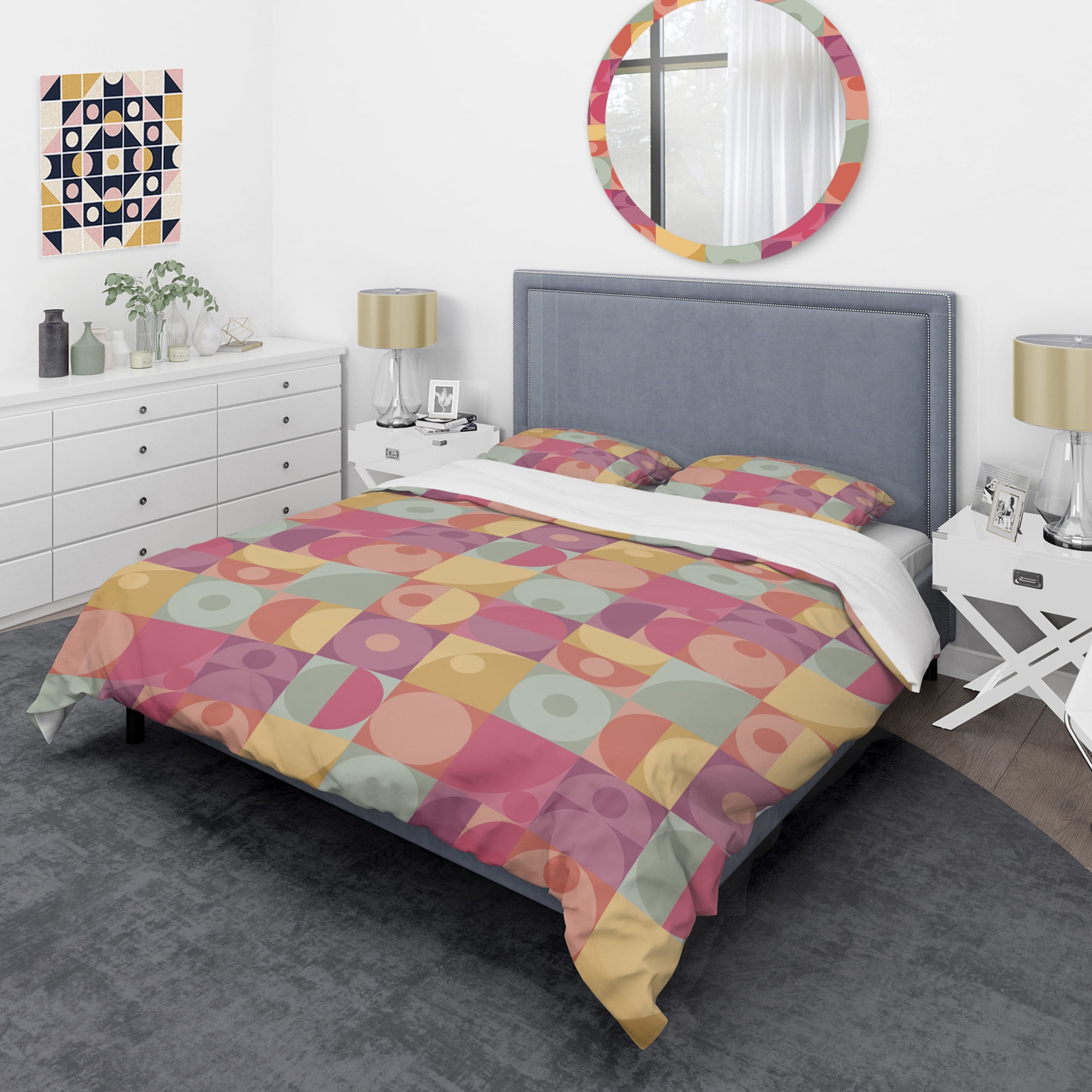 Designart 'Geometric Retro Minimal I' Mid-Century Modern Duvet Cover Set