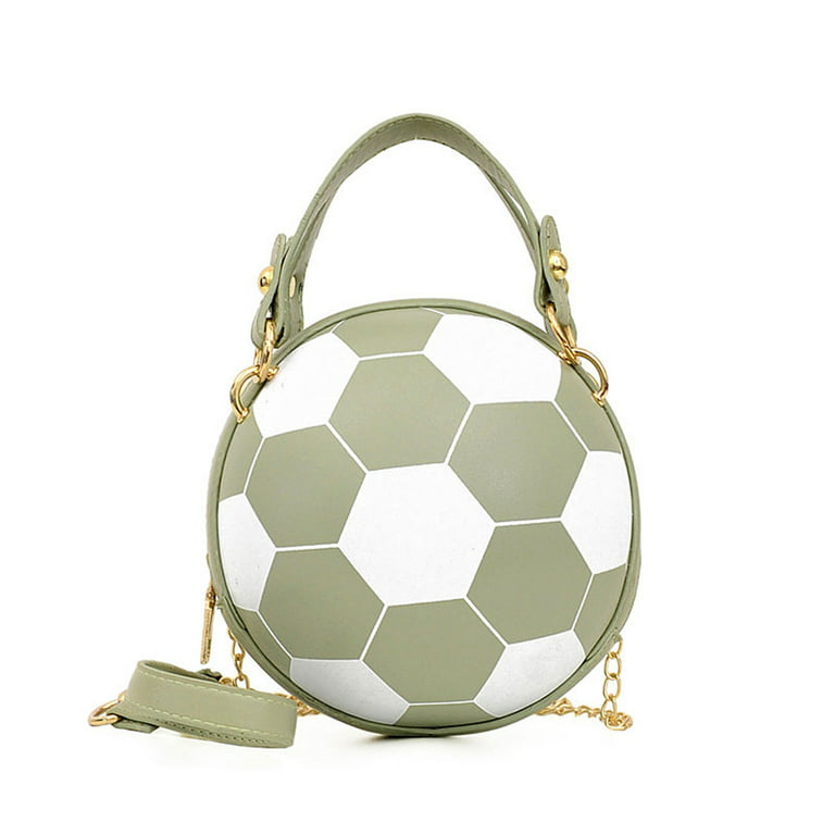 EQWLJWE Unique Football Shaped Cross Body Bag Round Handbag PU
