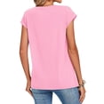 thumbnail image 5 of Cap Sleeve Tops for Women Crewneck Soft Breathable Lightweight Loose Fit Casual Shirts for Summer Spring, #01 Pink, S, 5 of 6