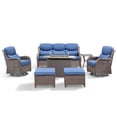 thumbnail image 4 of POCASSY 7-Piece Patio Furniture Set with Fire Pit Table, Luxury High Back Rattan Wicker Outdoor Conversation Set with 5-inch Thick Seat Cushion Sofa and Swivel Glider Patio Chair for Porch, 4 of 18