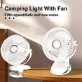 thumbnail image 3 of Ventilador de camping LED portátil con luz nocturna, recargable por USB, silencioso y ajustable para dormitorio, oficina y exteriores, color rosa., 3 of 5