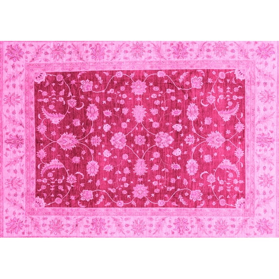 Ahgly Company Indoor Rectangle Oriental Pink Modern Area Rugs, 5' x 7'