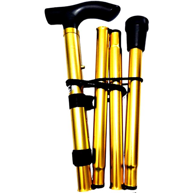 Bastón plegable de aleación de aluminio para exteriores, bastón de escalada plegable telescópico de cuatro segmentos, bastón ajustable antideslizante para personas mayores