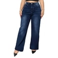 thumbnail image 2 of JOANKDMI High Waisted Wide Leg Jeans for Women Classic Loose Fit Denim Pants Stretchy Flare Casual Trousers Flattering Bootcut Style for Work Office Everyday Street Wear, 2 of 5
