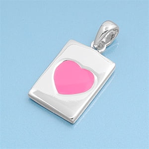 Pink Plated Heart Heart Pendant Sterling Silver