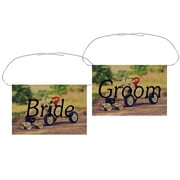 GCKG Mr & Mrs Chair Banner Set Funny Toy Car Attractive Flowers Background Chair Sign Garland for Rustic Vintage Wedding Party Chair Decoration